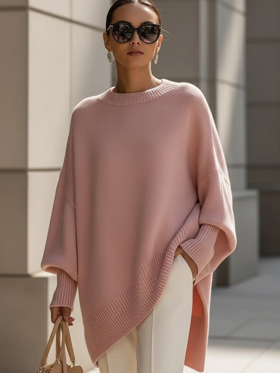 Bernadette — Oversized Crew Neck Knit Sweater for Women with Straight Hem, Fashions Galleries