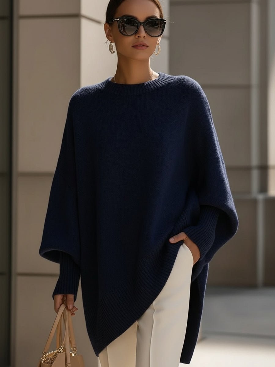 Bernadette — Oversized Crew Neck Knit Sweater for Women with Straight Hem, Fashions Galleries