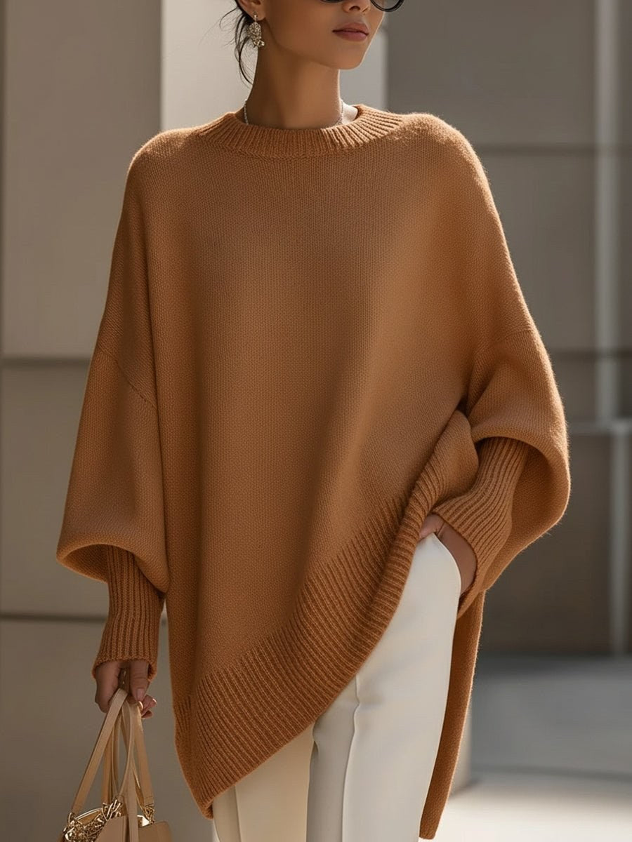 Bernadette — Oversized Crew Neck Knit Sweater for Women with Straight Hem, Fashions Galleries