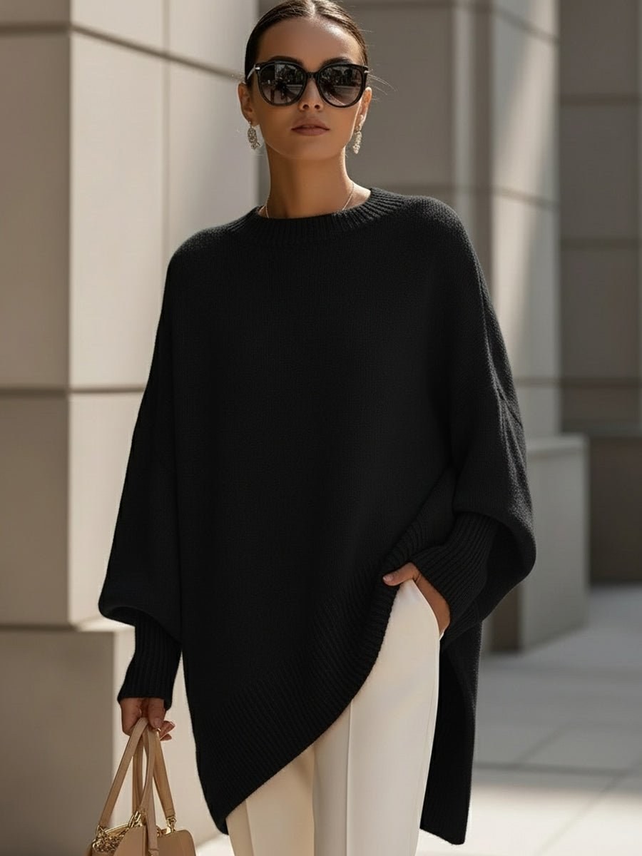Bernadette — Oversized Crew Neck Knit Sweater for Women with Straight Hem, Fashions Galleries
