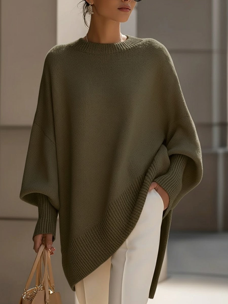 Bernadette — Oversized Crew Neck Knit Sweater for Women with Straight Hem, Fashions Galleries