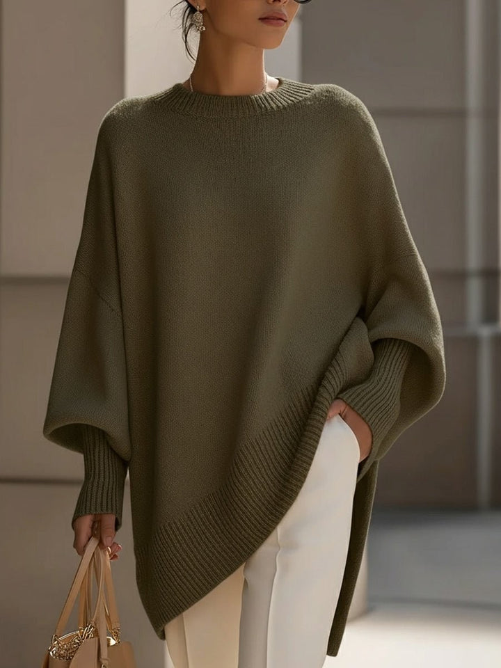 Bernadette — Oversized Crew Neck Knit Sweater for Women with Straight Hem, Fashions Galleries