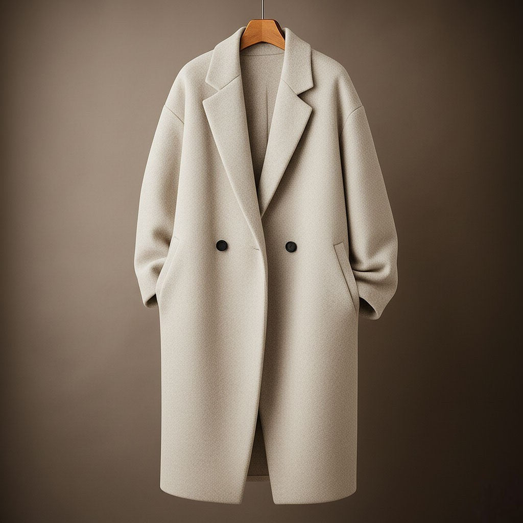 Clemence — Oversized Long Wool Blend Coat for Women with Wide Lapel, Fashions Galleries