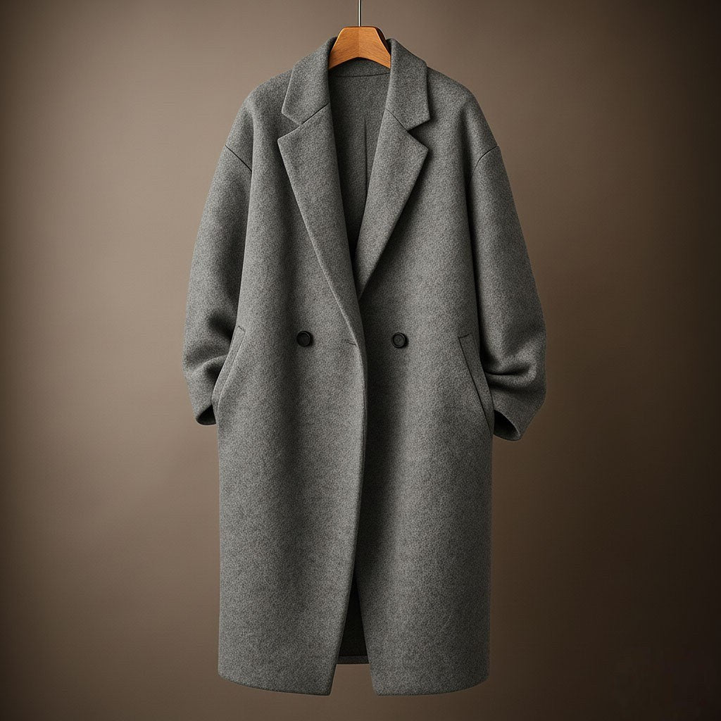 Clemence — Oversized Long Wool Blend Coat for Women with Wide Lapel, Fashions Galleries