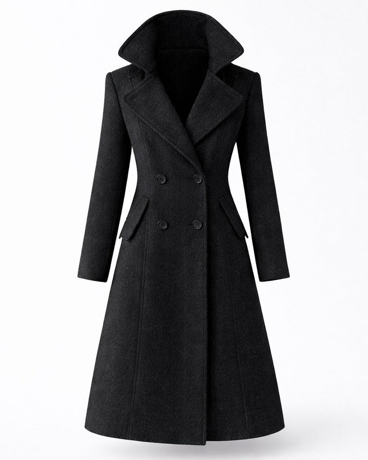Danuta — Long Wool Blend Winter Coat for Women with Flared Hem, Fashions Galleries