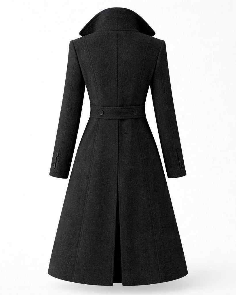 Danuta — Long Wool Blend Winter Coat for Women with Flared Hem, Fashions Galleries
