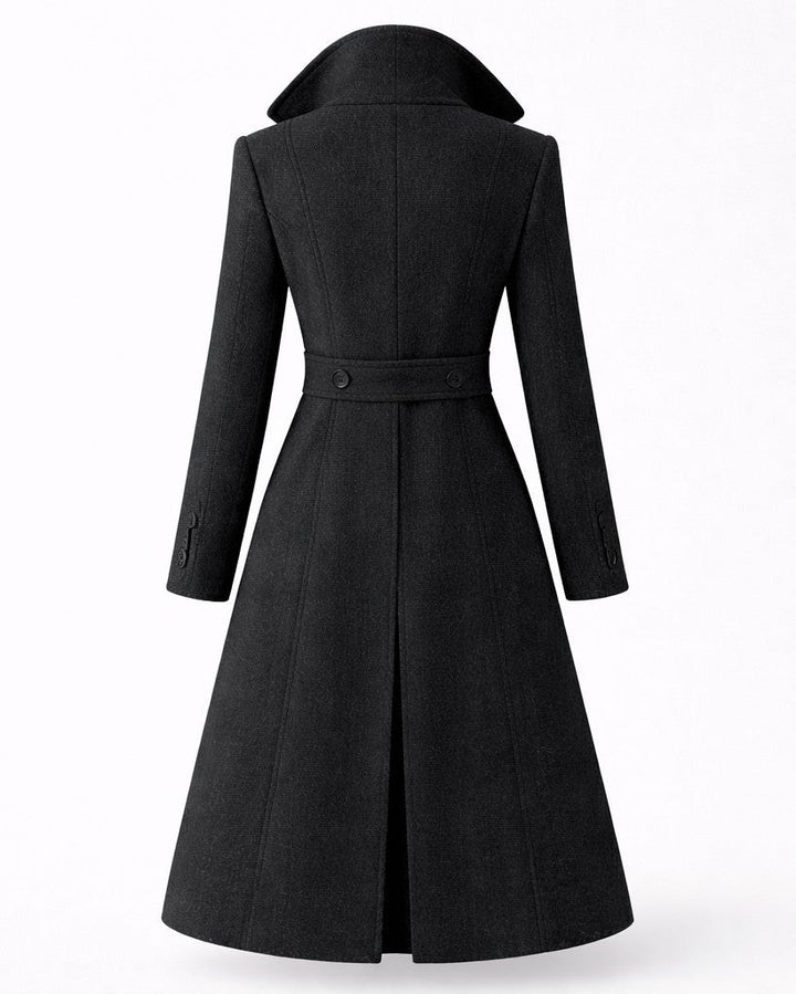 Danuta — Long Wool Blend Winter Coat for Women with Flared Hem, Fashions Galleries