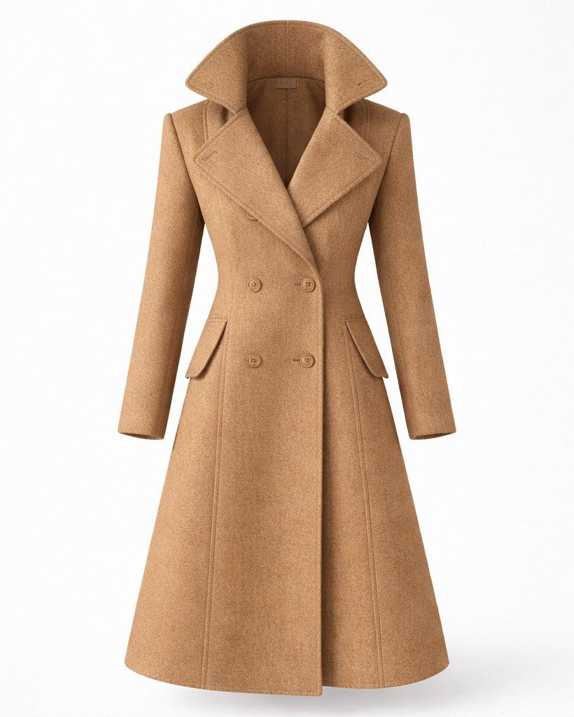 Danuta — Long Wool Blend Winter Coat for Women with Flared Hem, Fashions Galleries