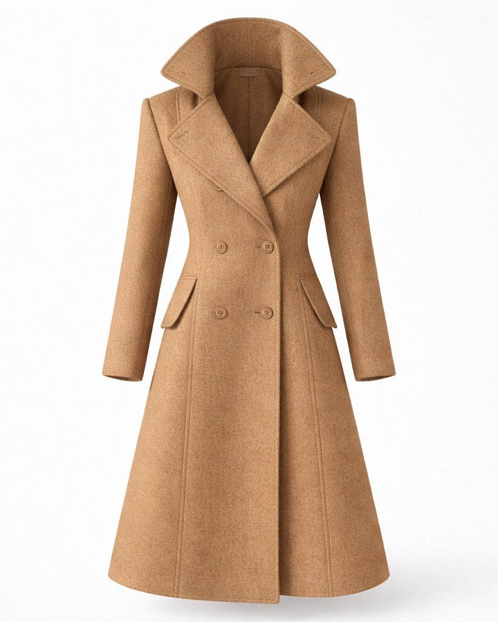 Danuta — Long Wool Blend Winter Coat for Women with Flared Hem, Fashions Galleries