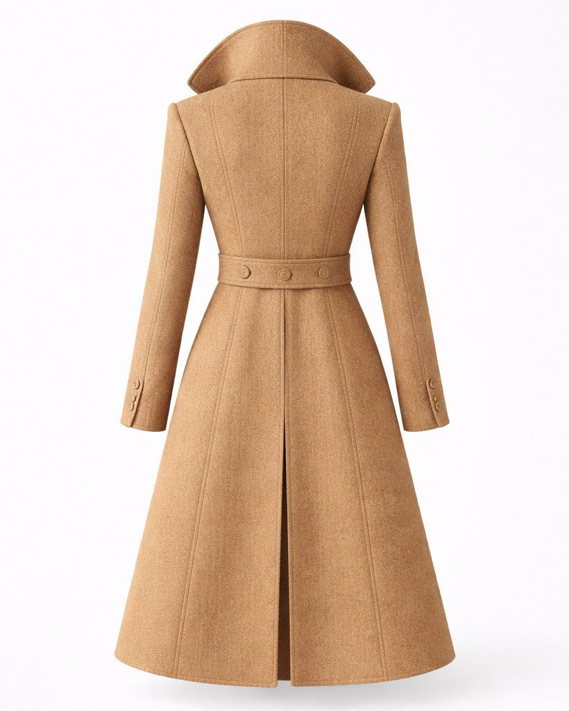Danuta — Long Wool Blend Winter Coat for Women with Flared Hem, Fashions Galleries