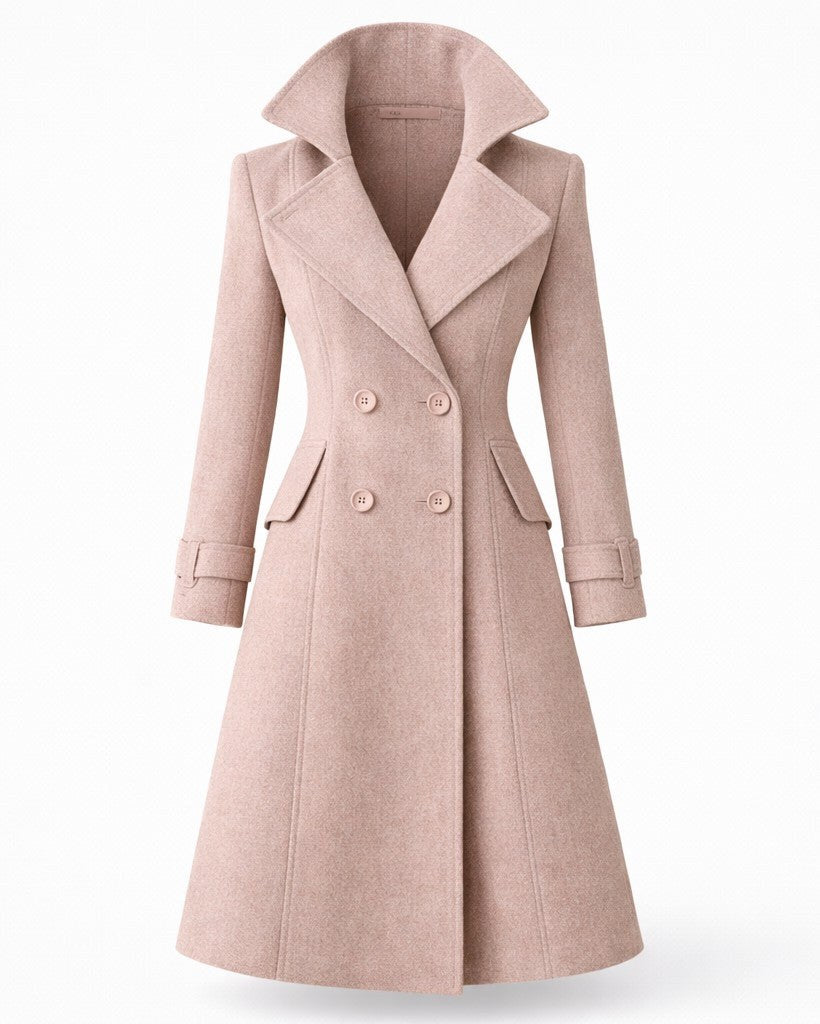 Danuta — Long Wool Blend Winter Coat for Women with Flared Hem, Fashions Galleries