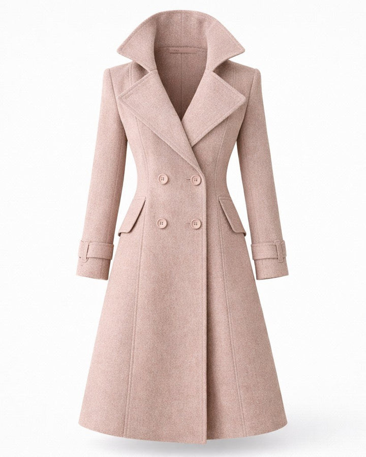 Danuta — Long Wool Blend Winter Coat for Women with Flared Hem, Fashions Galleries