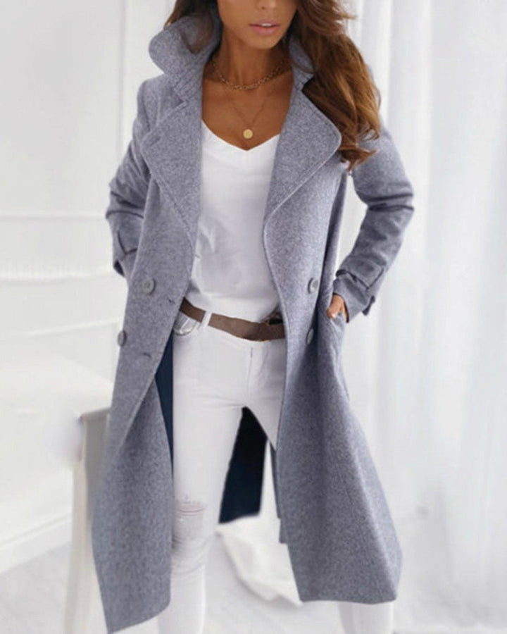 Danuta — Long Wool Blend Winter Coat for Women with Flared Hem, Fashions Galleries