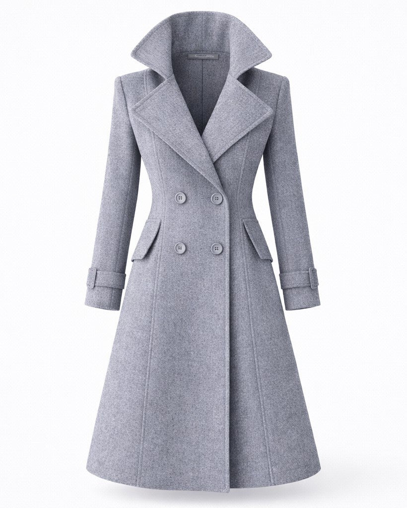 Danuta — Long Wool Blend Winter Coat for Women with Flared Hem, Fashions Galleries