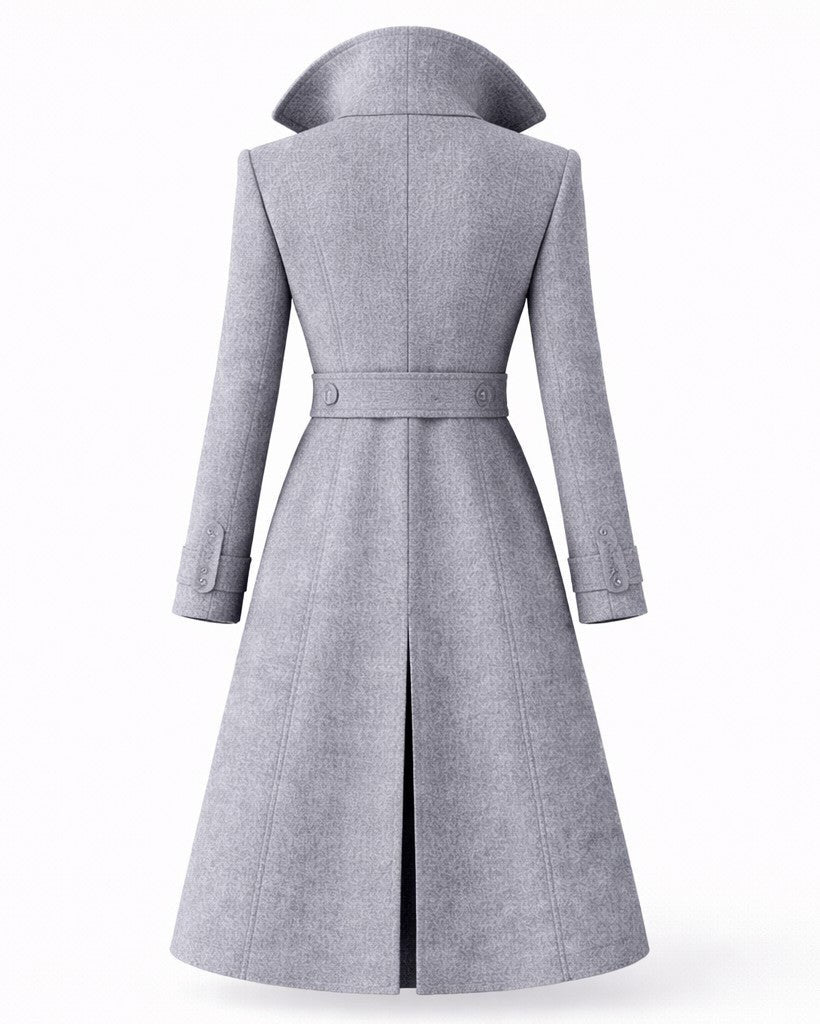 Danuta — Long Wool Blend Winter Coat for Women with Flared Hem, Fashions Galleries