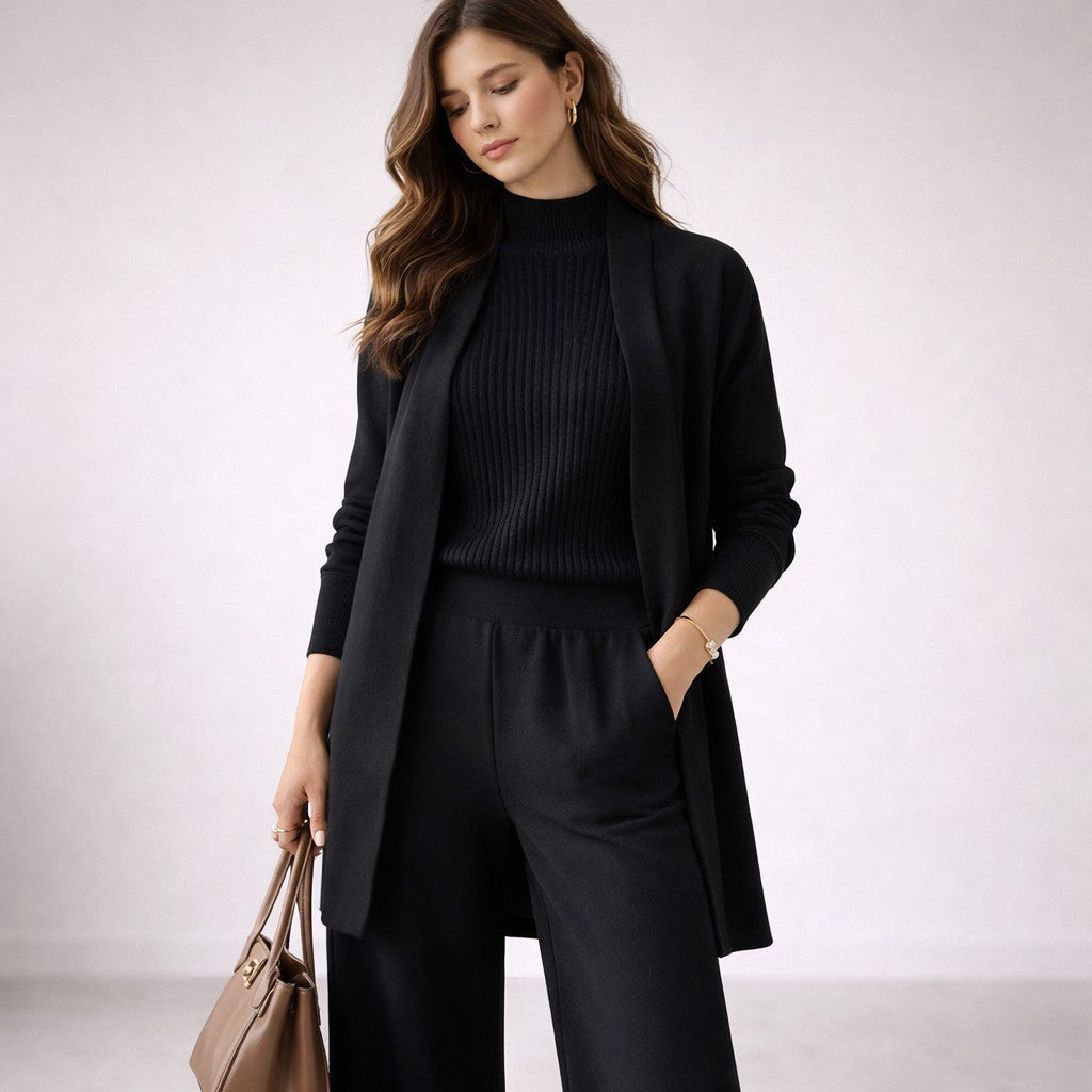 Dwynwen — Matching Three Piece Knit Lounge Set for Women with Relaxed Fit, Fashions Galleries