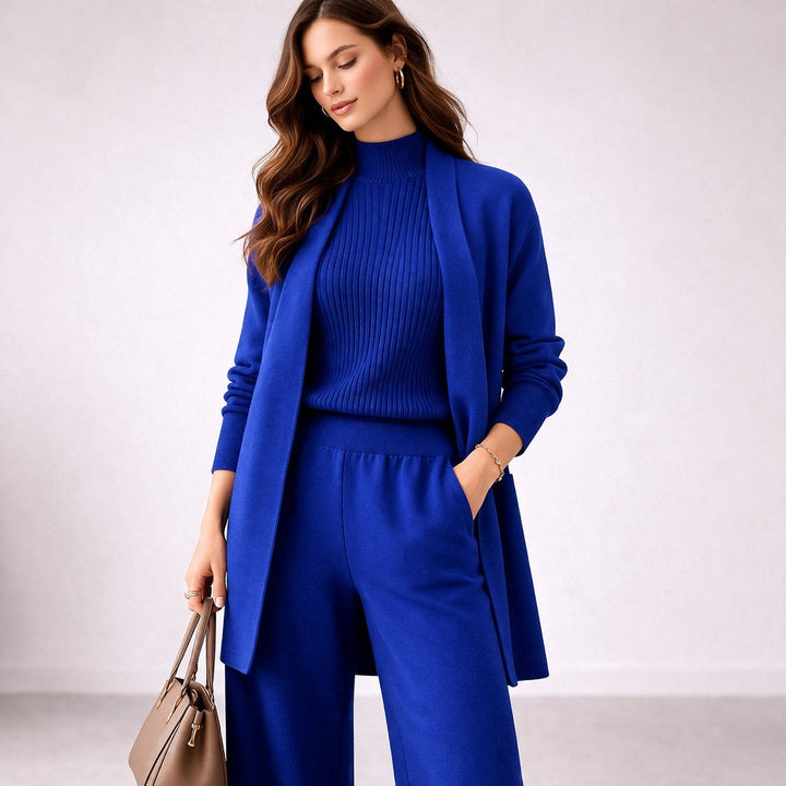 Dwynwen — Matching Three Piece Knit Lounge Set for Women with Relaxed Fit, Fashions Galleries