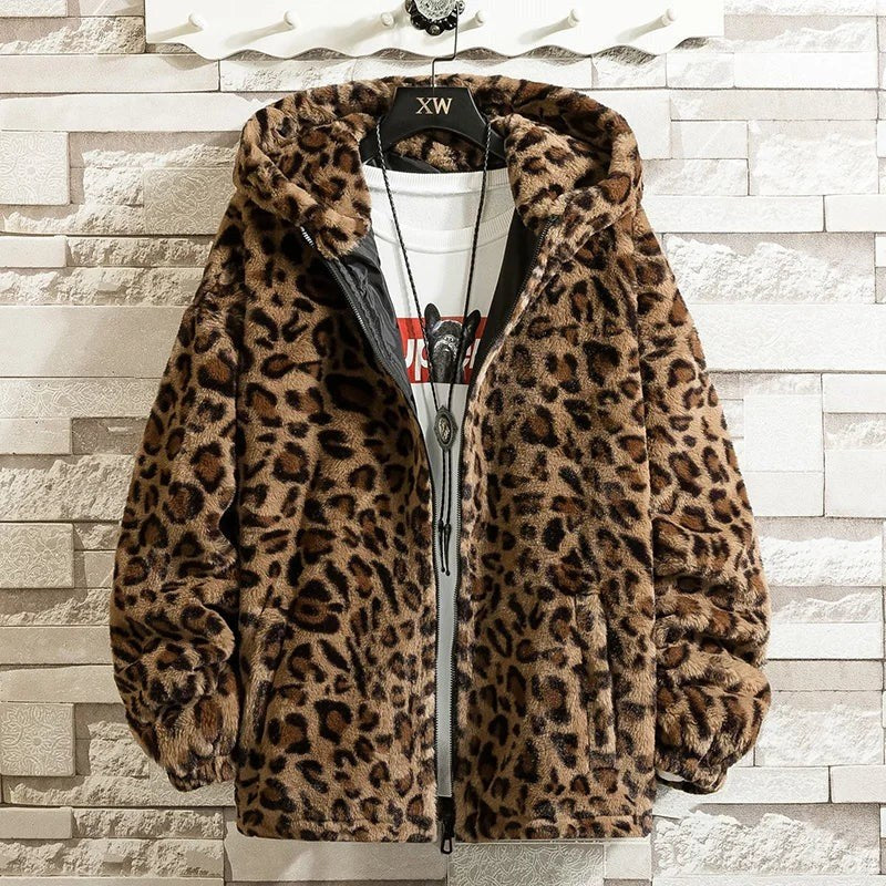 Lilwen — Leopard Print Faux Fur Jacket for Women with Hood, Fashions Galleries
