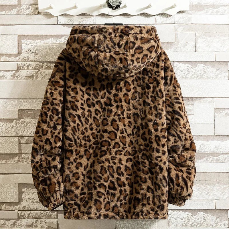 Lilwen — Leopard Print Faux Fur Jacket for Women with Hood, Fashions Galleries