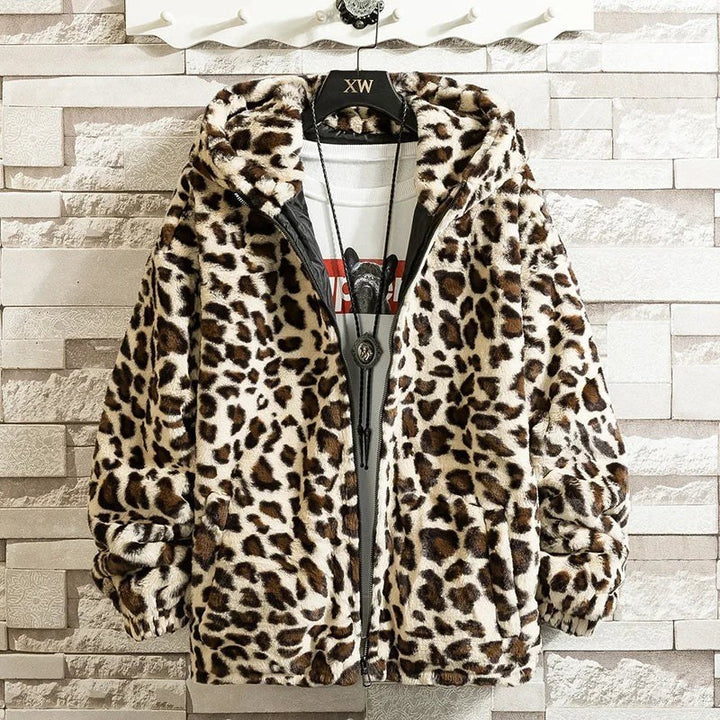 Lilwen — Leopard Print Faux Fur Jacket for Women with Hood, Fashions Galleries