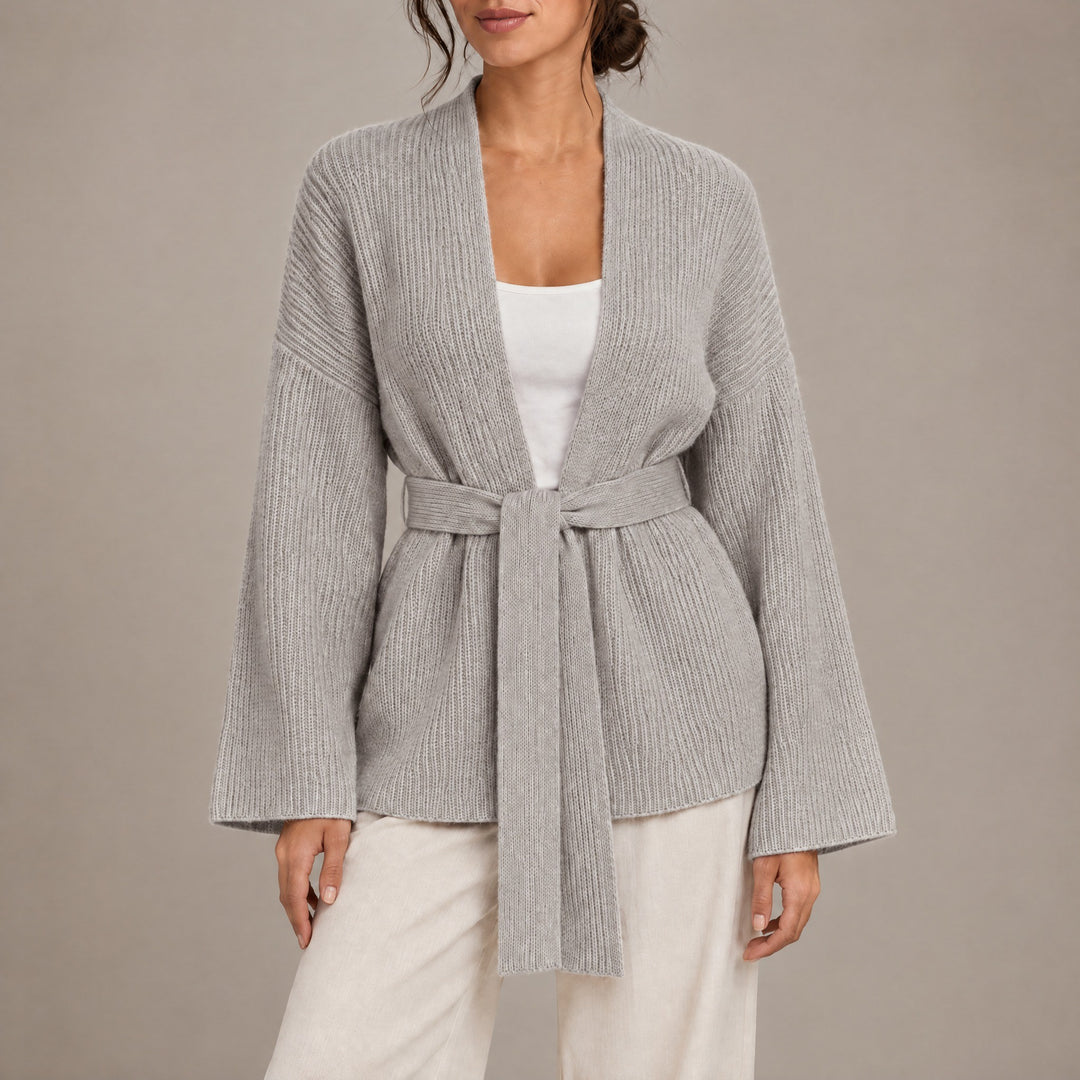 Amelia — Women's Cardigan with Tie Belt and Wide Sleeves (4), Fashions Galleries