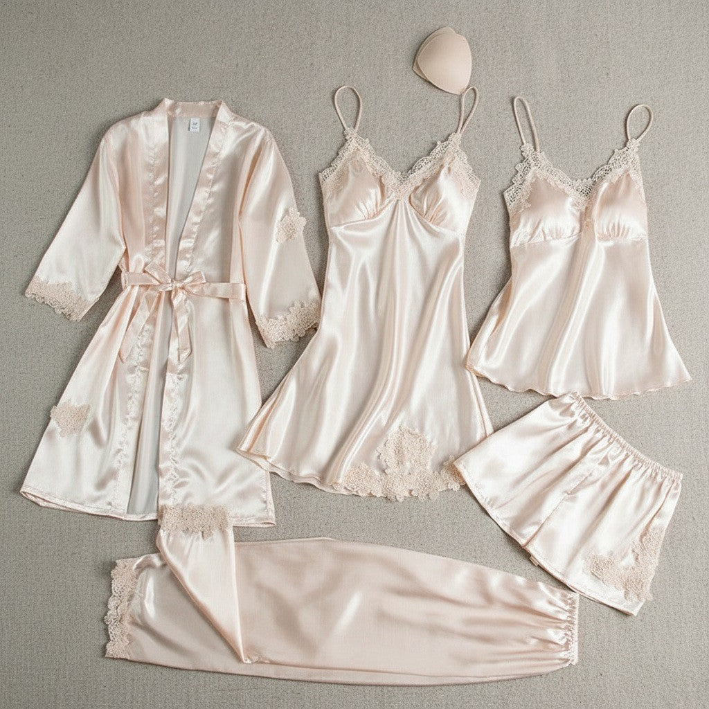 Avery — Five Piece Womens Pajama Sets with Lace Trim (6), Fashions Galleries