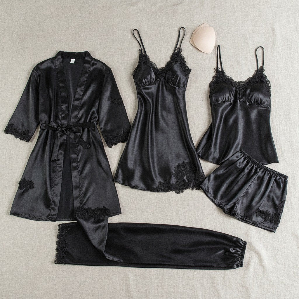 Avery — Five Piece Womens Pajama Sets with Lace Trim (8), Fashions Galleries