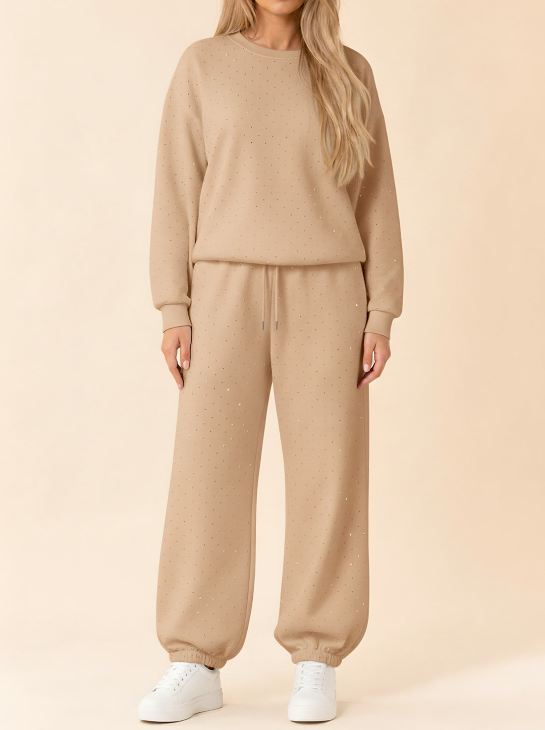 Brooke — Women's Rhinestone Lounge Set with Crew Neck and Wide Legs (3), Fashions Galleries
