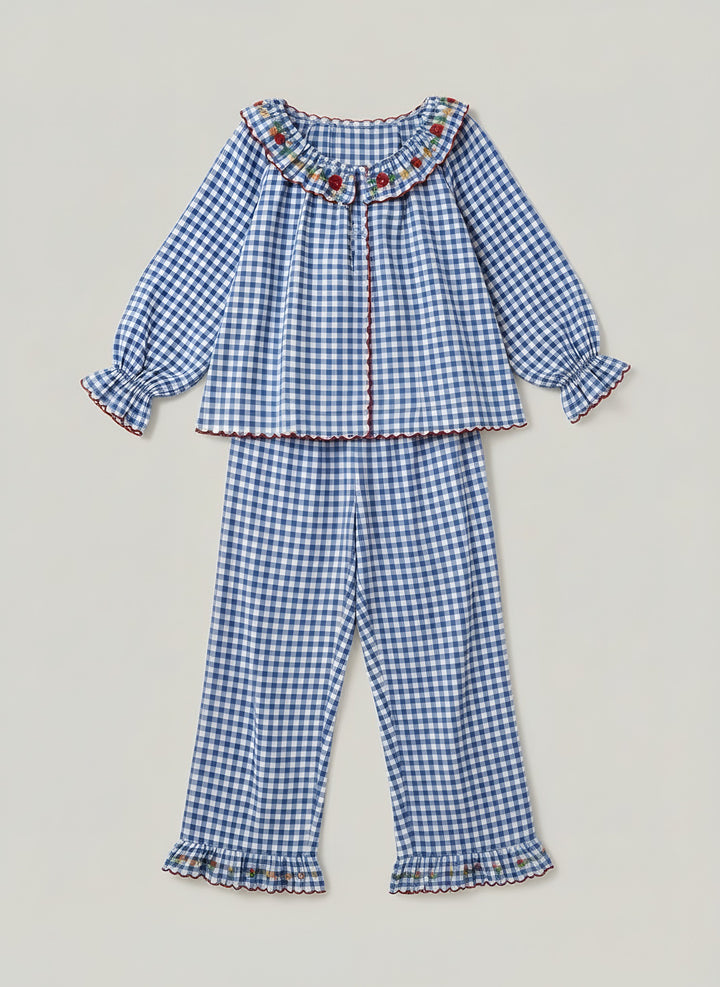 Daisy — Women's Pajamas Set in Gingham with Embroidered Collar (3), Fashions Galleries