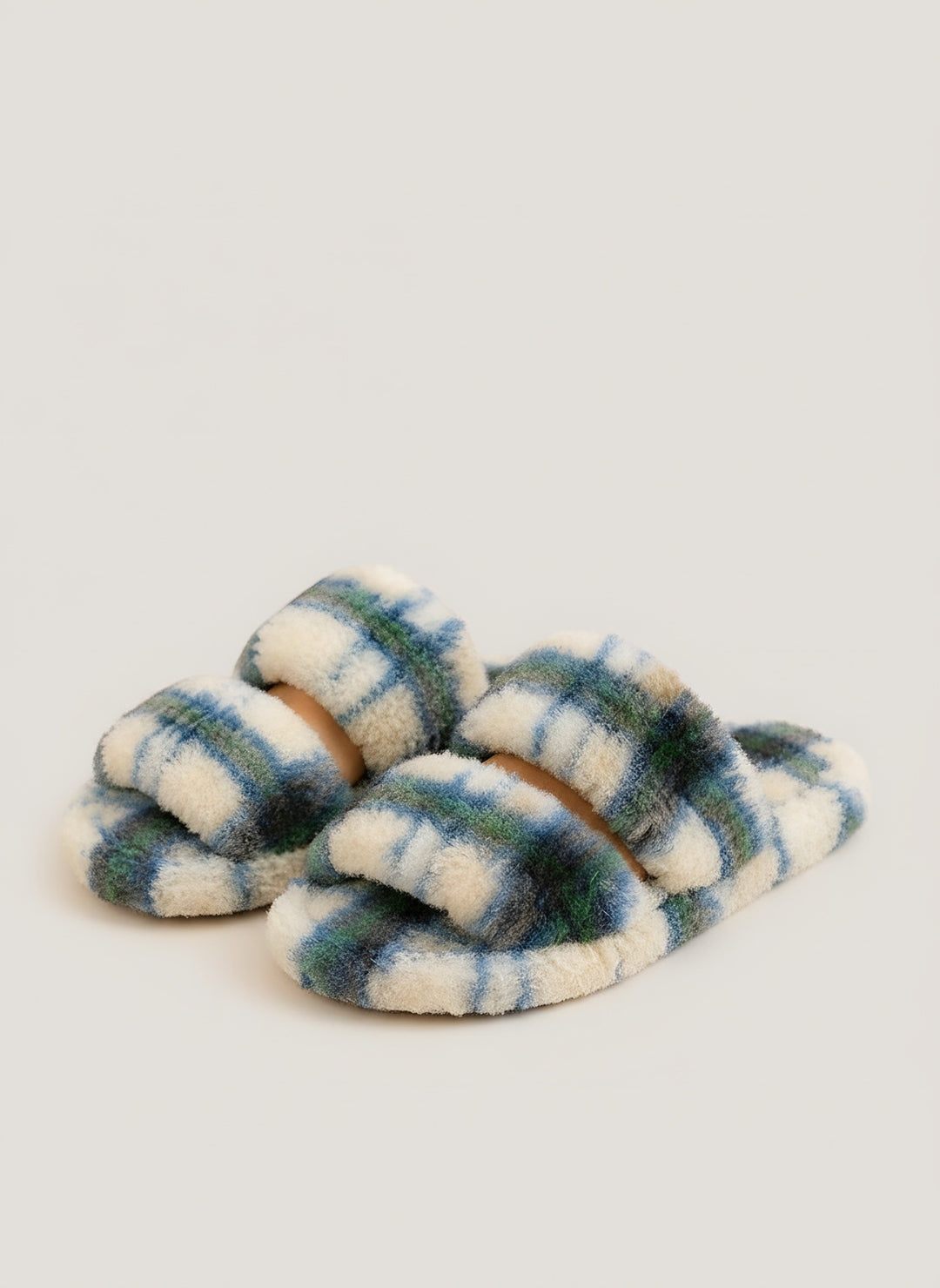 Ellie — Women's Slippers with Open Toe and Double Plaid Straps (4), Fashions Galleries