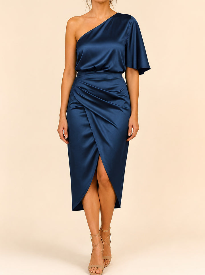 Ivy — Women's One Shoulder Holiday Dress with Flutter Sleeve (2), Fashions Galleries