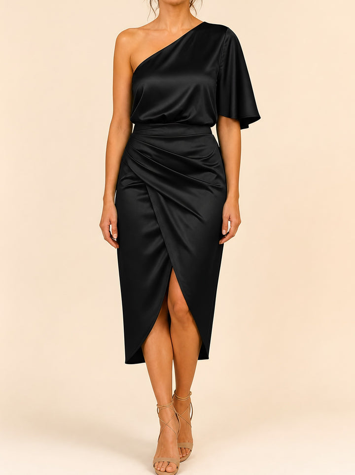 Ivy — Women's One Shoulder Holiday Dress with Flutter Sleeve (3), Fashions Galleries
