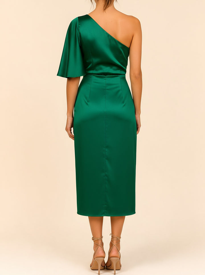 Ivy — Women's One Shoulder Holiday Dress with Flutter Sleeve (6), Fashions Galleries