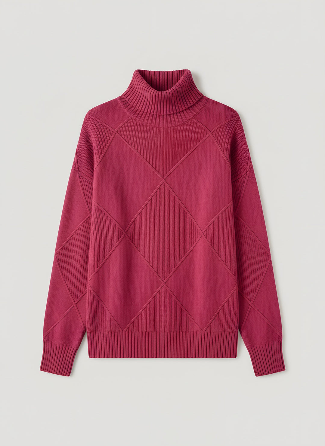 Kayla — Women's Turtleneck Sweater with Diamond Knit Pattern (8), Fashions Galleries