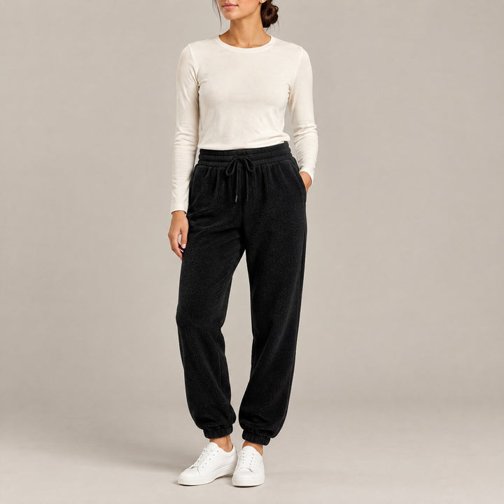 Kylie — Women's Fleece Lined Leggings with Drawstring and Cuffed Hem, Fashions Galleries