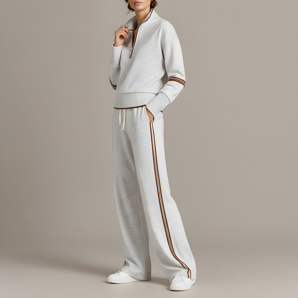 Lauren — Women's Lounge Set with Quarter Zip and Wide Leg Pants (2), Fashions Galleries