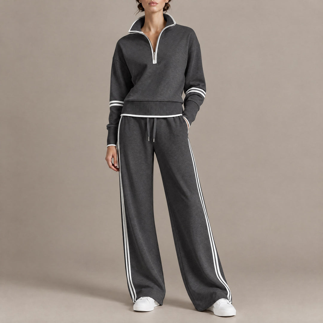 Lauren — Women's Lounge Set with Quarter Zip and Wide Leg Pants (5), Fashions Galleries
