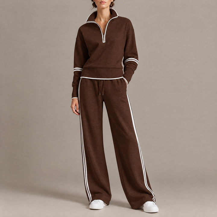 Lauren — Women's Lounge Set with Quarter Zip and Wide Leg Pants (6), Fashions Galleries