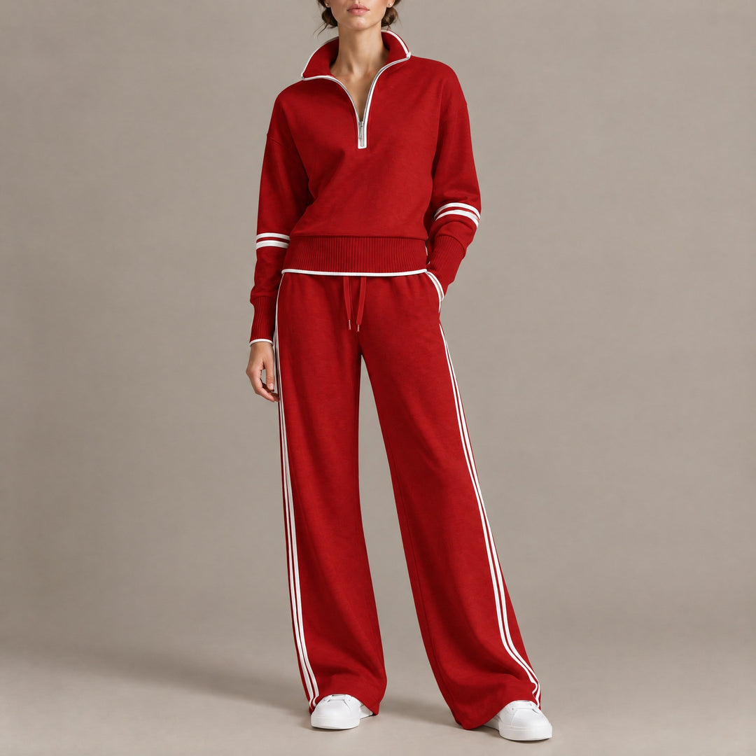 Lauren — Women's Lounge Set with Quarter Zip and Wide Leg Pants (8), Fashions Galleries