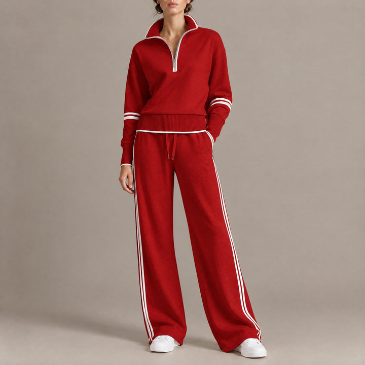 Lauren — Women's Lounge Set with Quarter Zip and Wide Leg Pants (8), Fashions Galleries