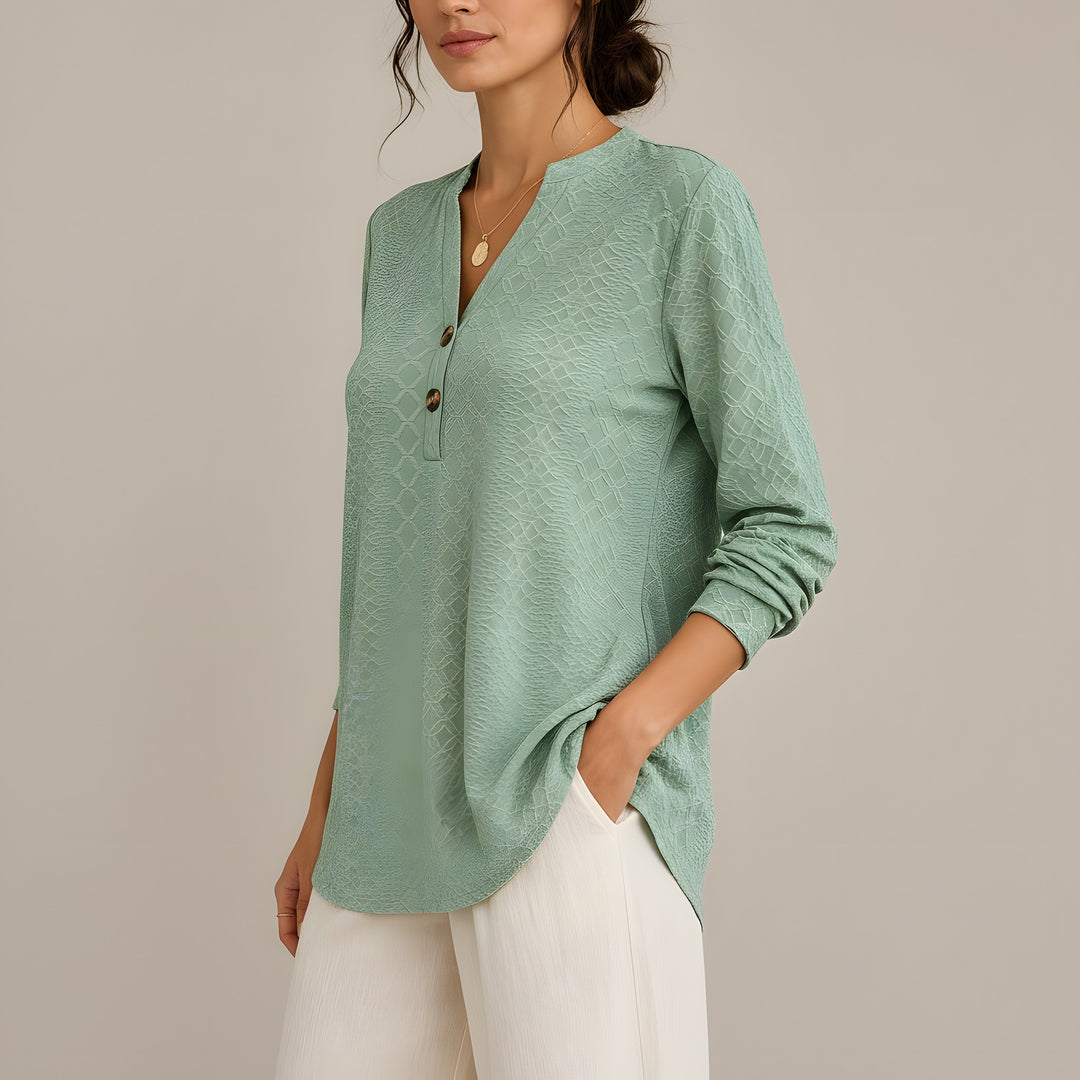 Layla — Women's Knit Sweater with Henley Buttons and Diamond Texture (3), Fashions Galleries