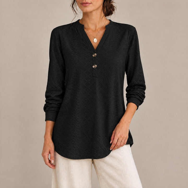 Layla — Women's Knit Sweater with Henley Buttons and Diamond Texture (4), Fashions Galleries