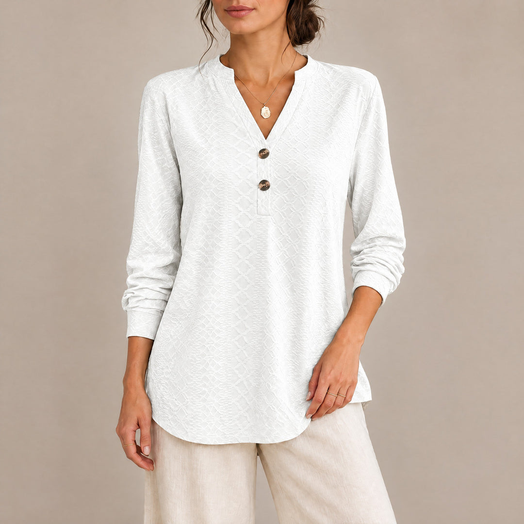 Layla — Women's Knit Sweater with Henley Buttons and Diamond Texture (5), Fashions Galleries