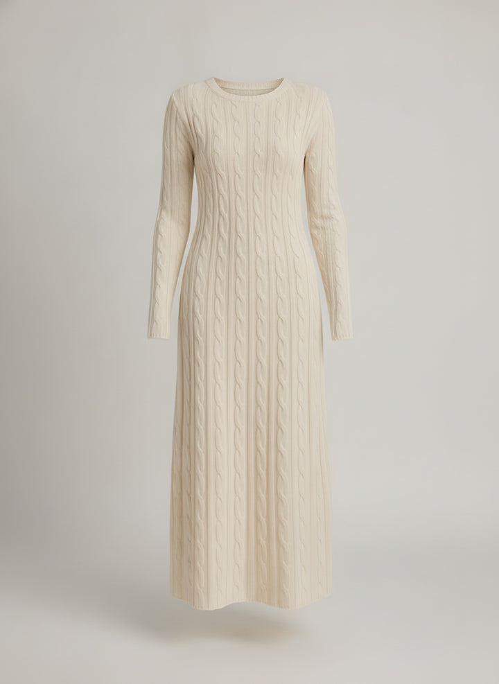 Leah — Women's Cable Knit Sweater Dress with Long Sleeves (5), Fashions Galleries