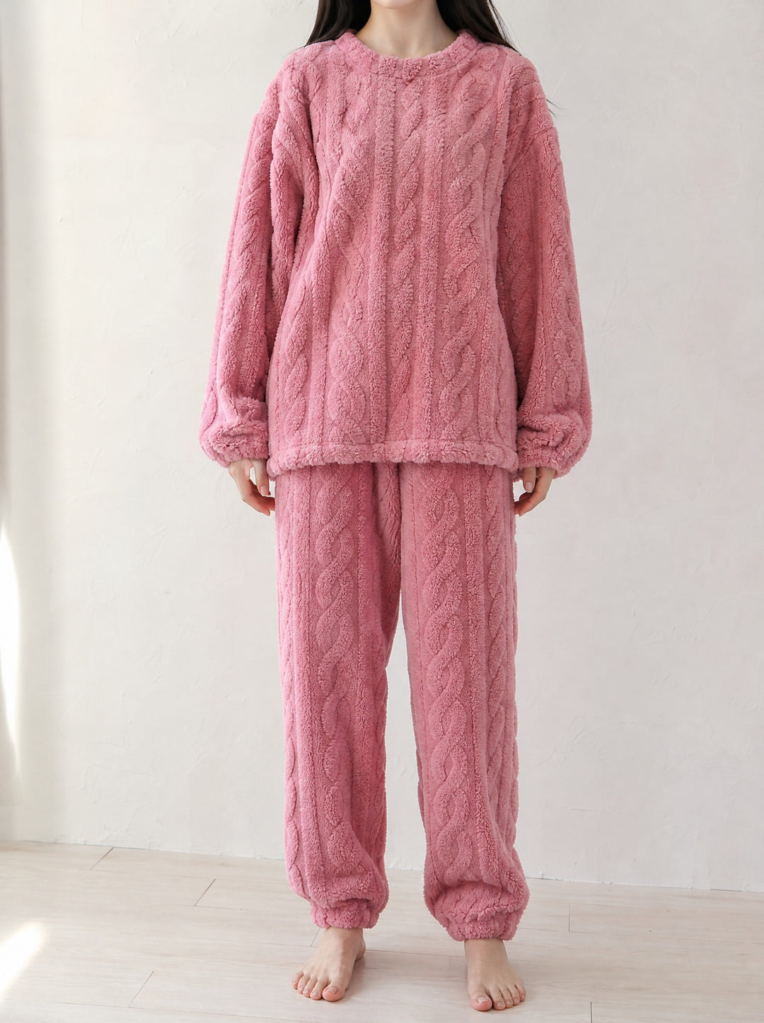 Lily — Women's Cute Pajamas with Textured Fleece and Long Sleeves, Fashions Galleries