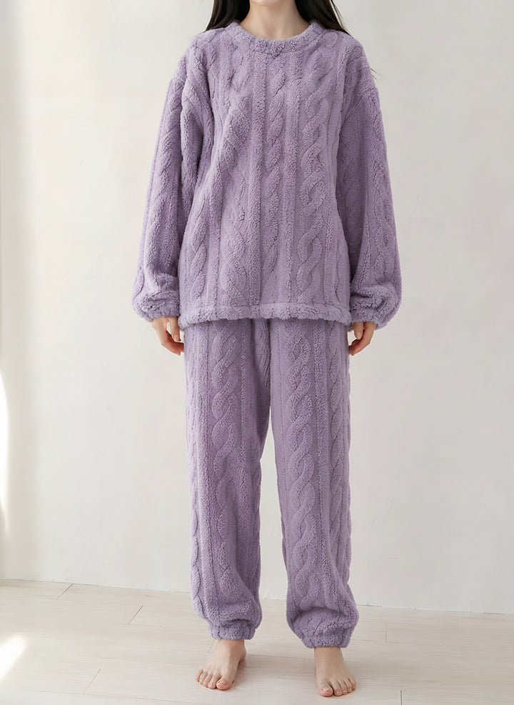 Lily — Women's Cute Pajamas with Textured Fleece and Long Sleeves (2), Fashions Galleries