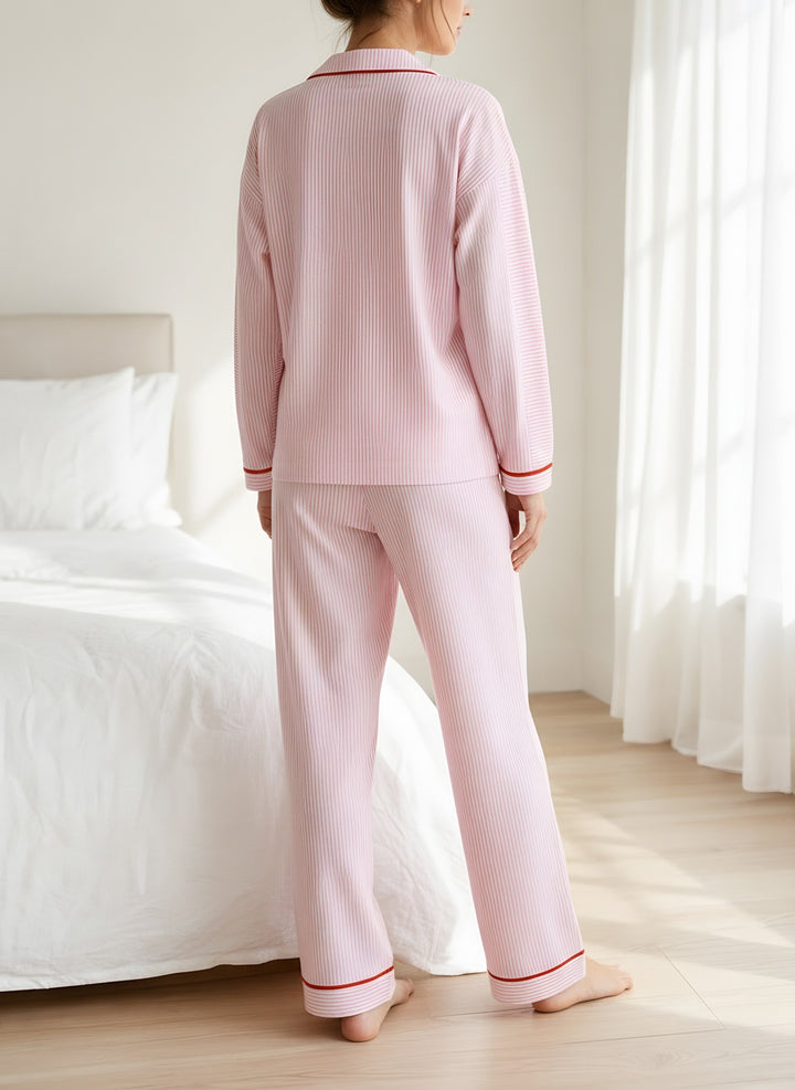Lucy — Women's Pajamas Set with Heart Buttons and Piping (2), Fashions Galleries