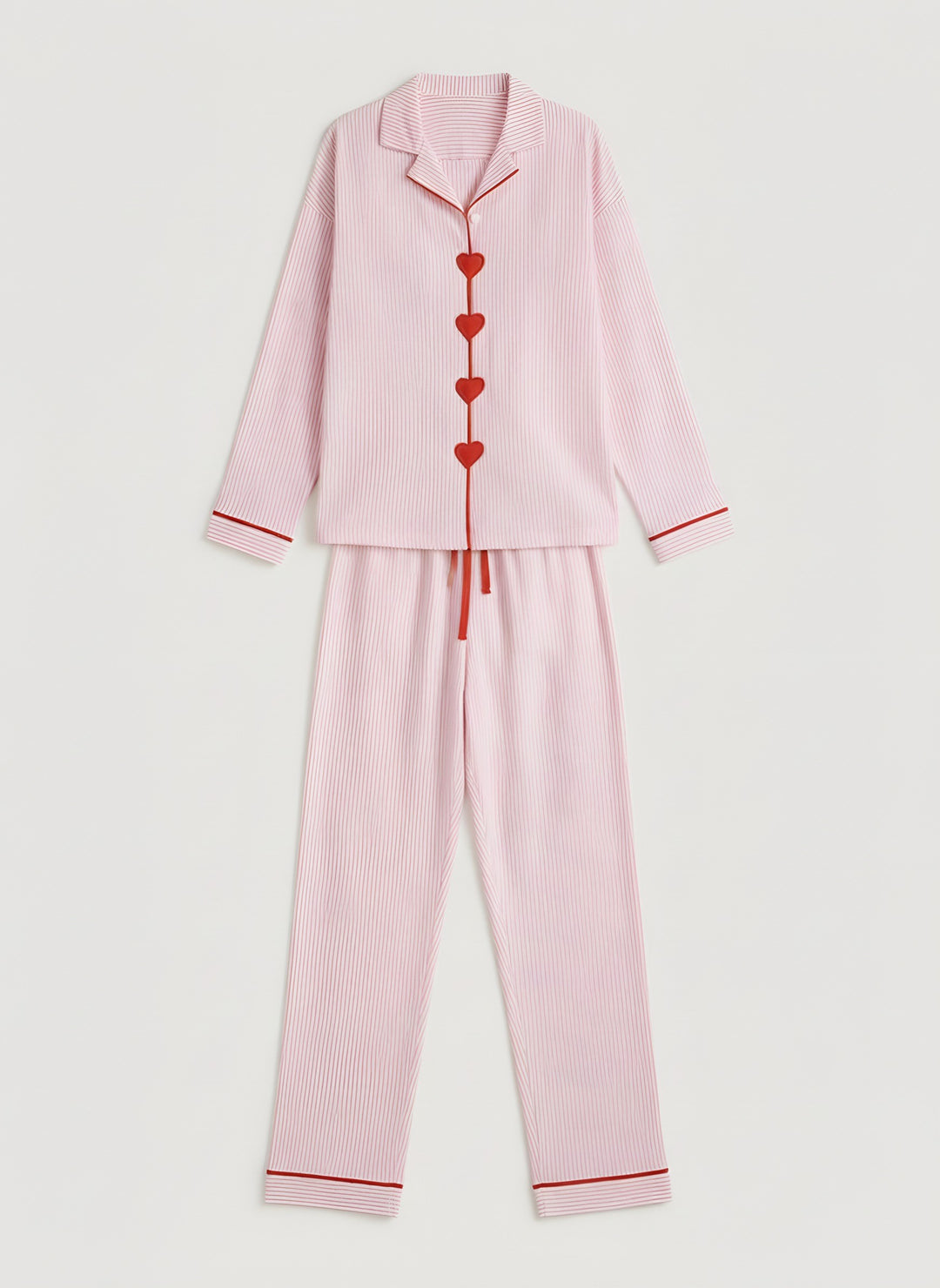 Lucy — Women's Pajamas Set with Heart Buttons and Piping (3), Fashions Galleries