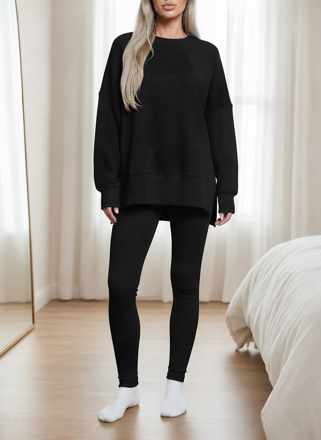 Maya — Women's Pajamas Set with Oversized Sweatshirt and Leggings (4), Fashions Galleries