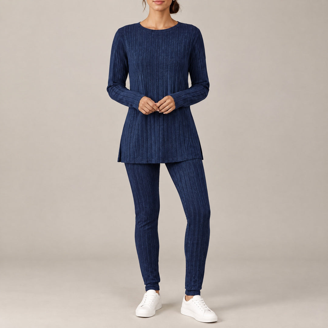 Megan — Women's Ribbed Lounge Set with Long Sleeve Top and Leggings, Fashions Galleries